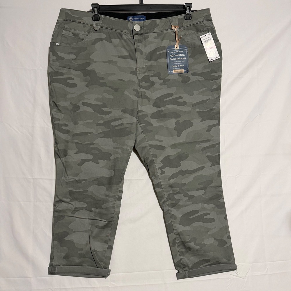 Democracy Ab solution Ankle Skimmer Camo Pants‎ Green 22W WQ81176X2 NEW